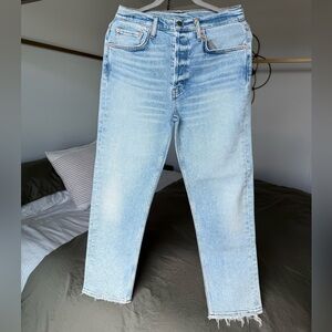 NWT RE/DONE Stove Pipe Jeans Straight Leg Button Sz 26 90’s High Waist Mid Rise